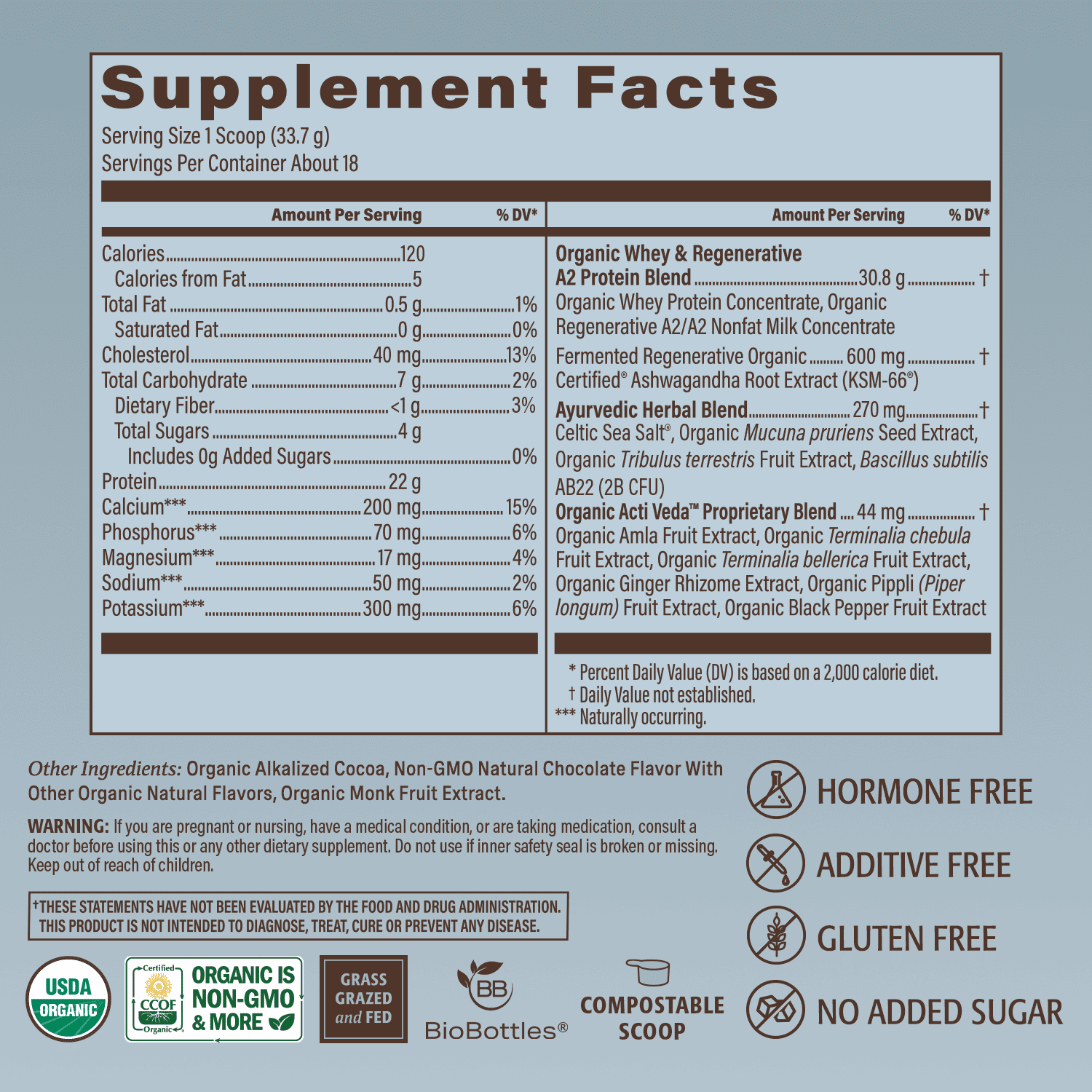 Organic Men's Protein Grassfed Whey Powder - 18 Servings