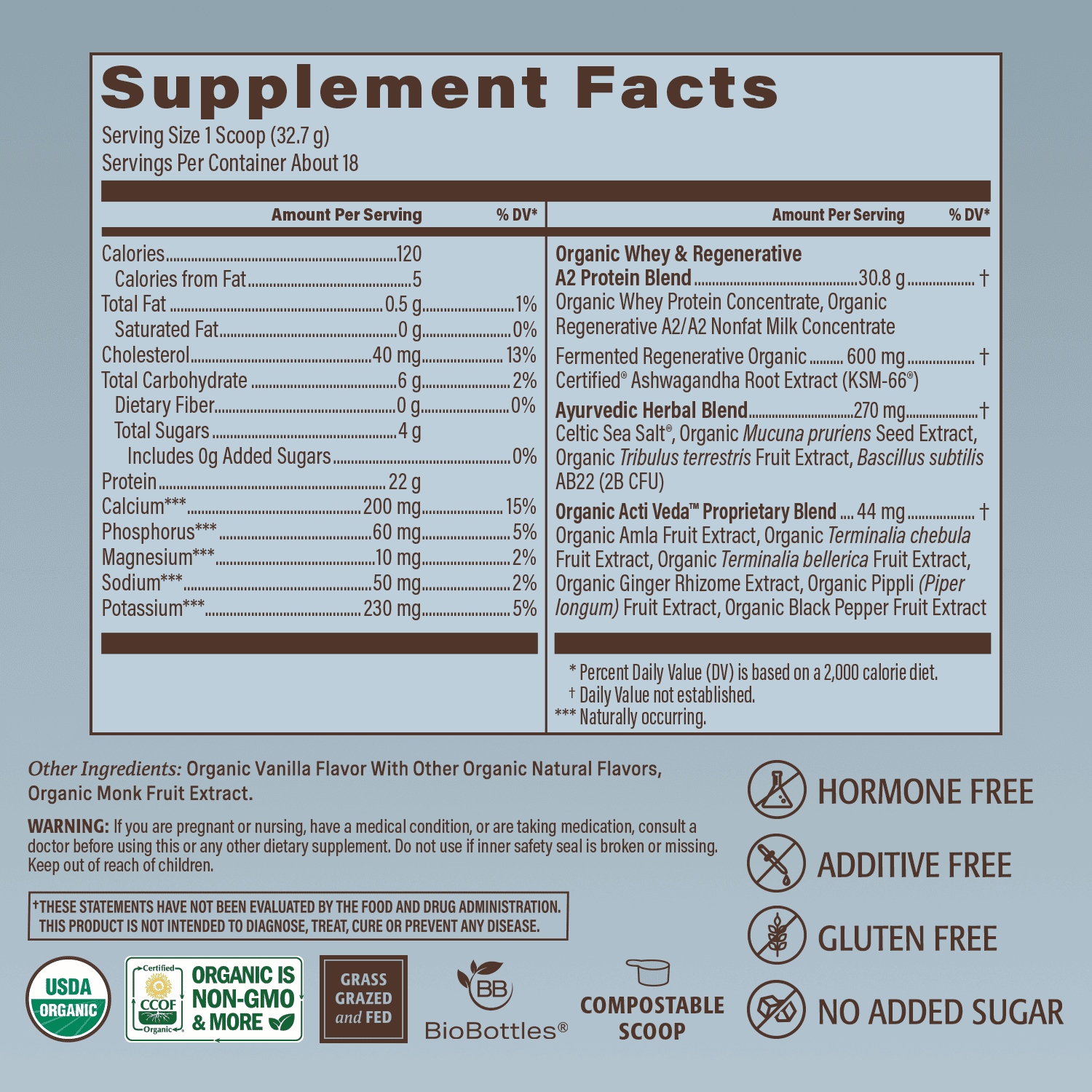 Organic Men's Protein Grassfed Whey Powder - 18 Servings