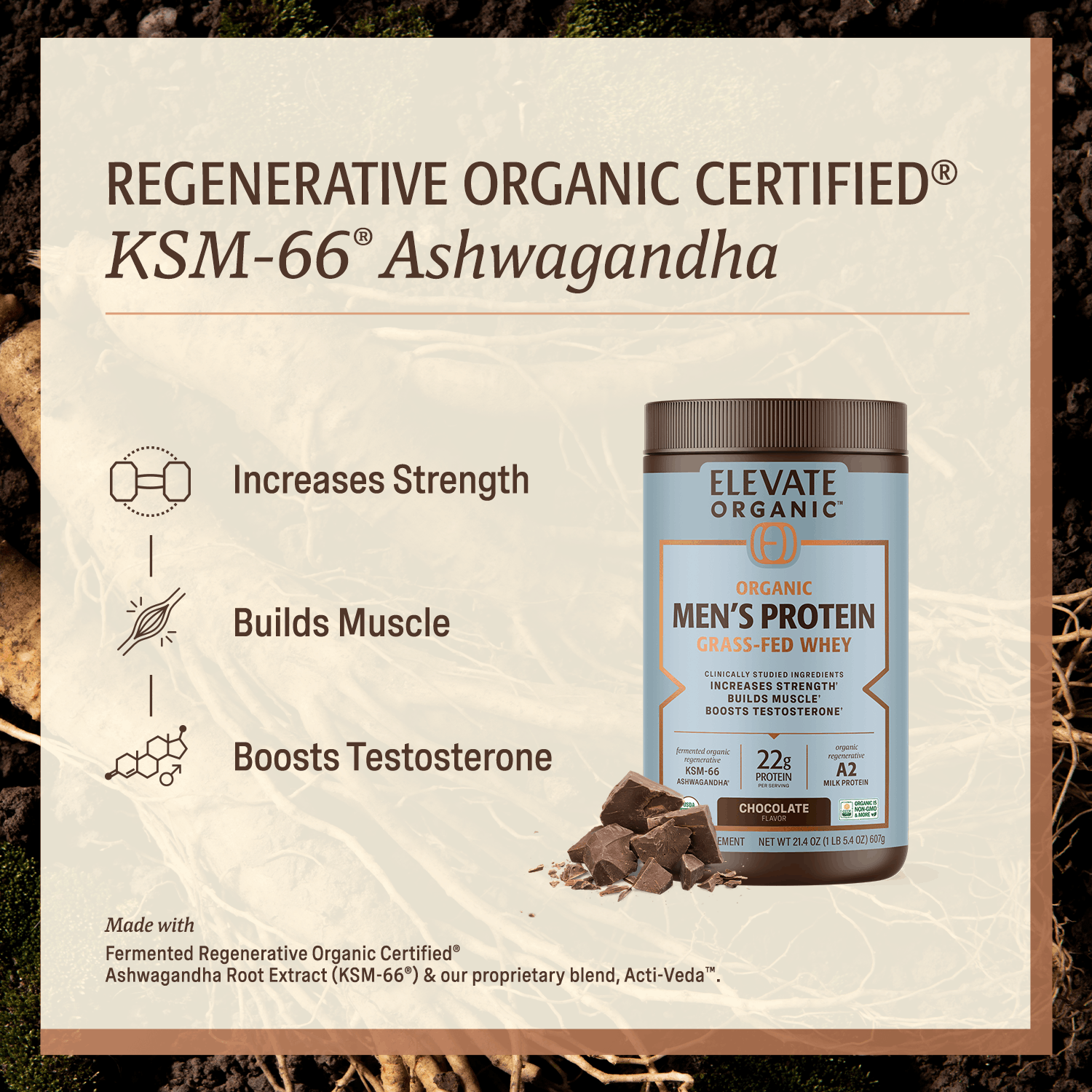 Organic Men's Protein Grassfed Whey Powder - 18 Servings