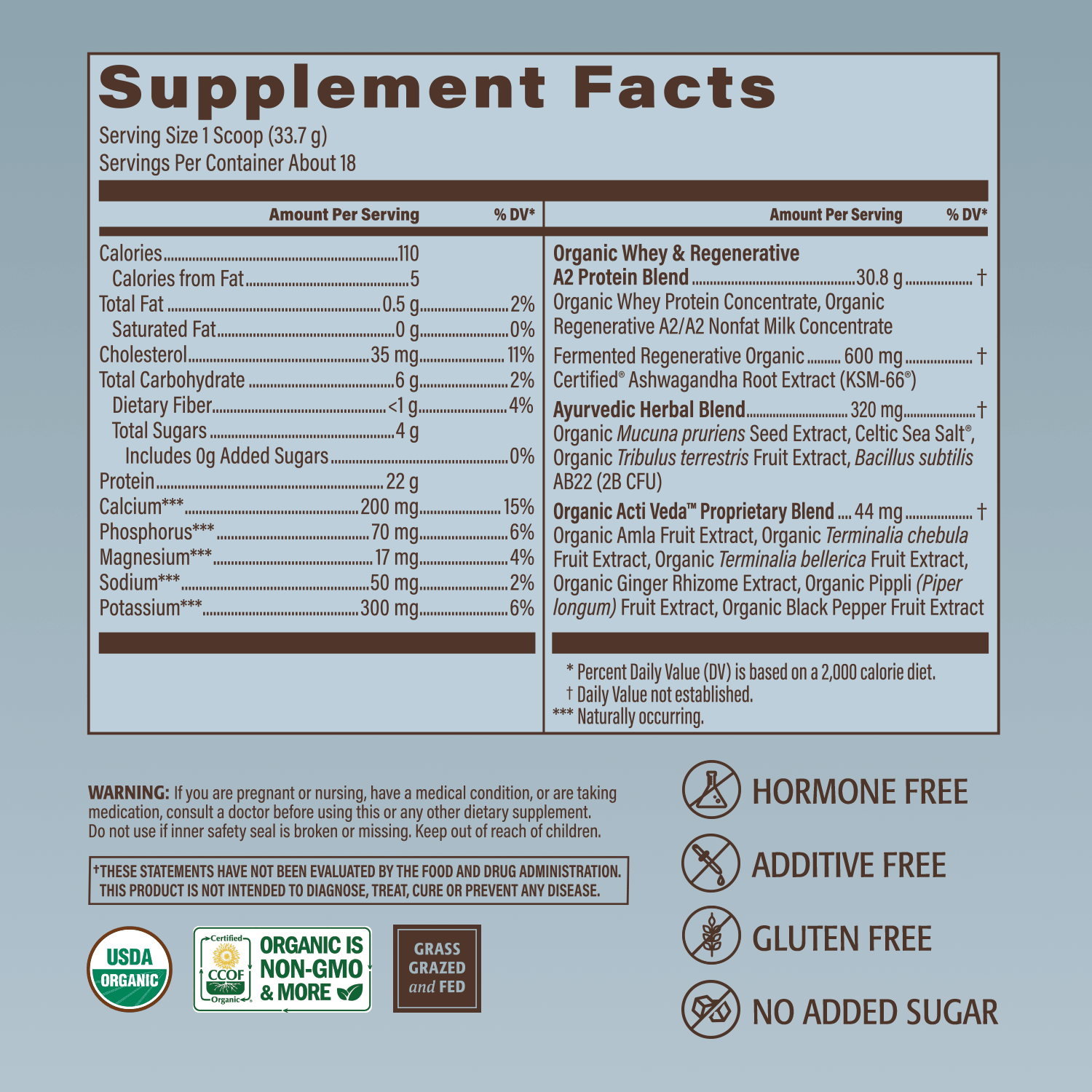 Organic Men's Protein Grassfed Whey Powder - 18 Servings