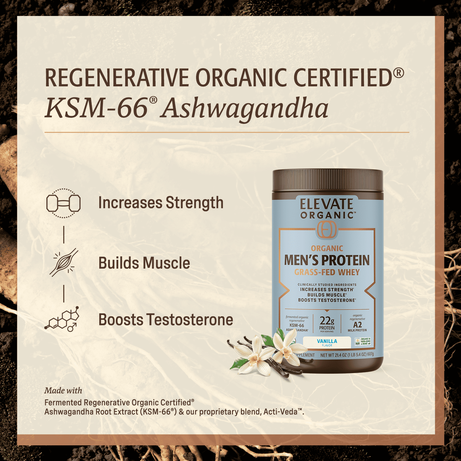 Organic Men's Protein Grassfed Whey Powder - 18 Servings