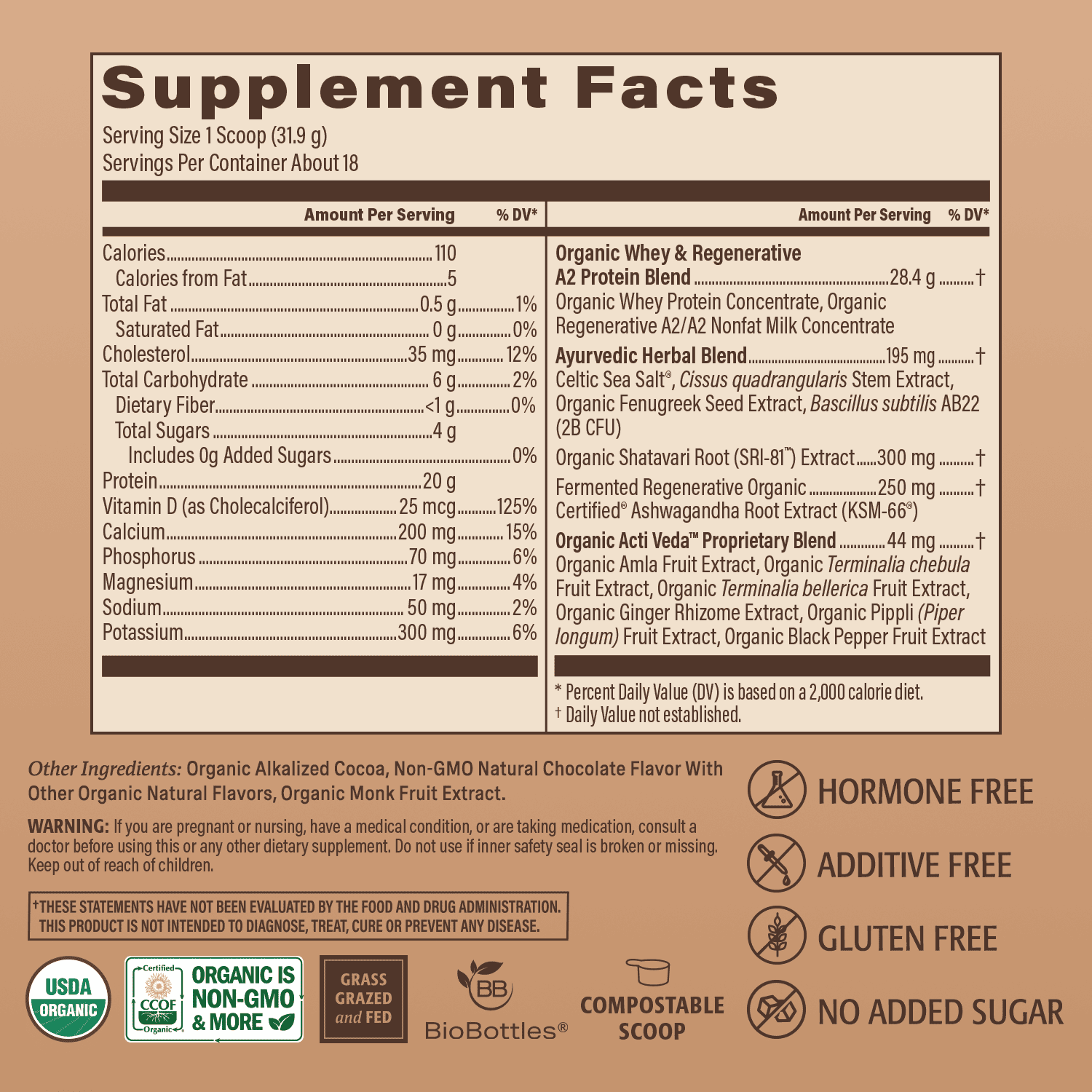 Organic Women's Protein Grassfed Whey Powder - 18 Servings