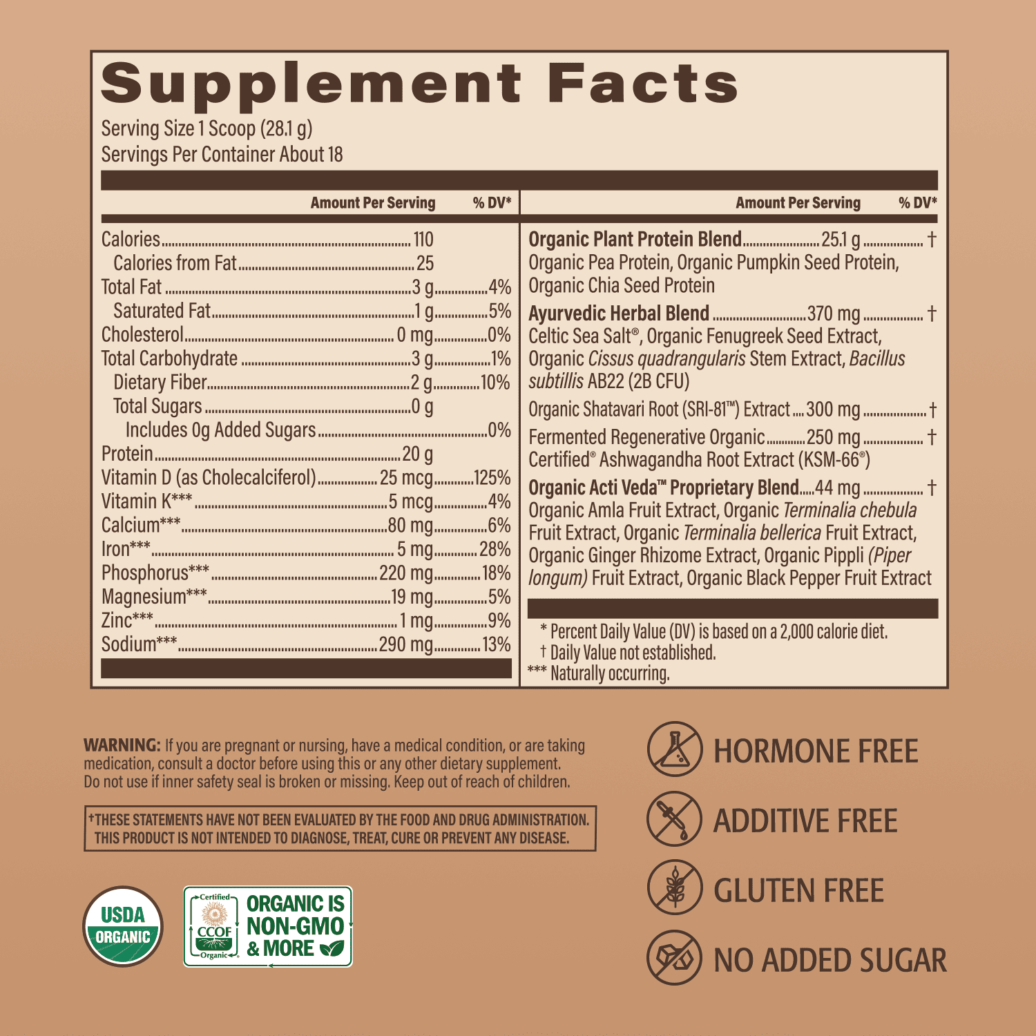 Organic Women's Protein Plant-based Powder - 18 Servings