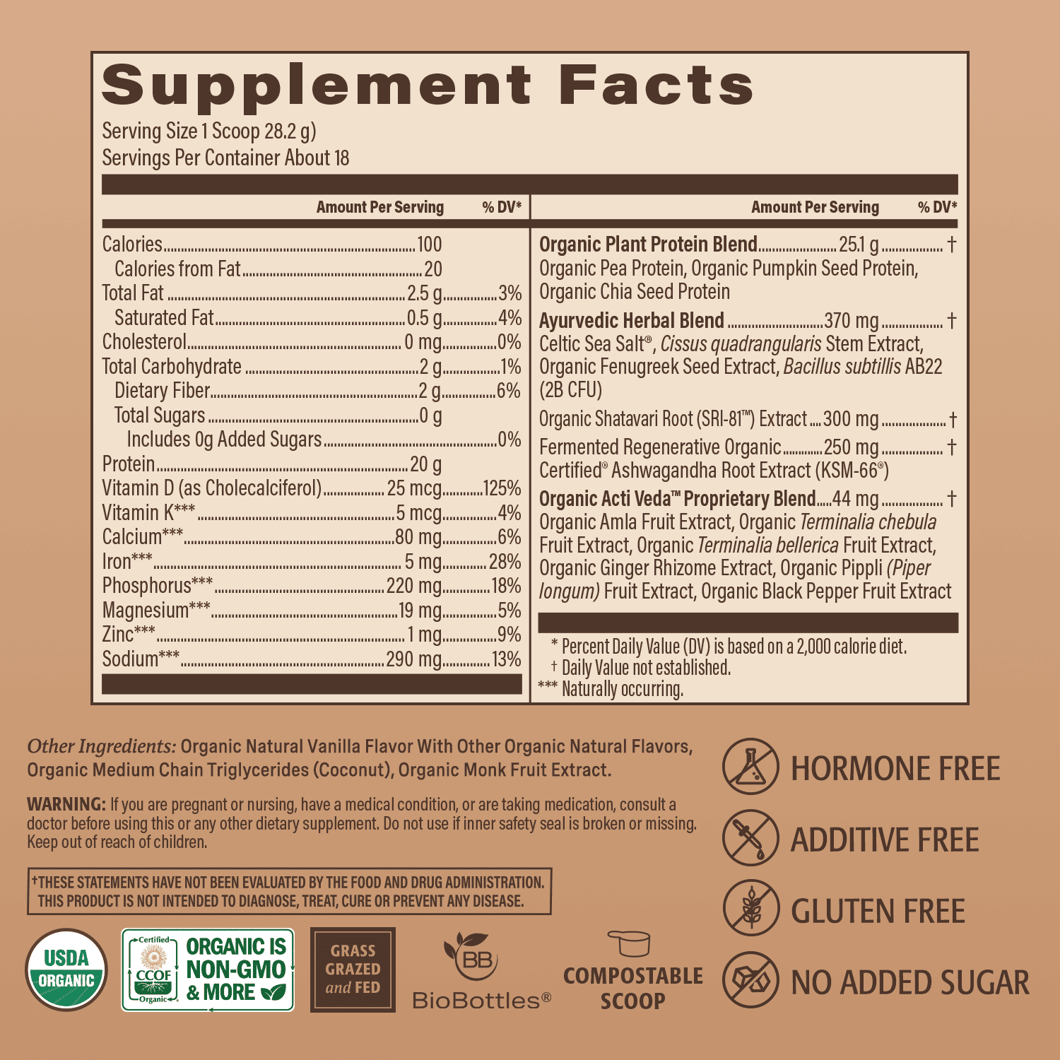 Organic Women's Protein Plant-based Powder - 18 Servings